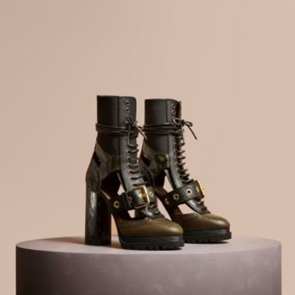 Leather and snake skin boots